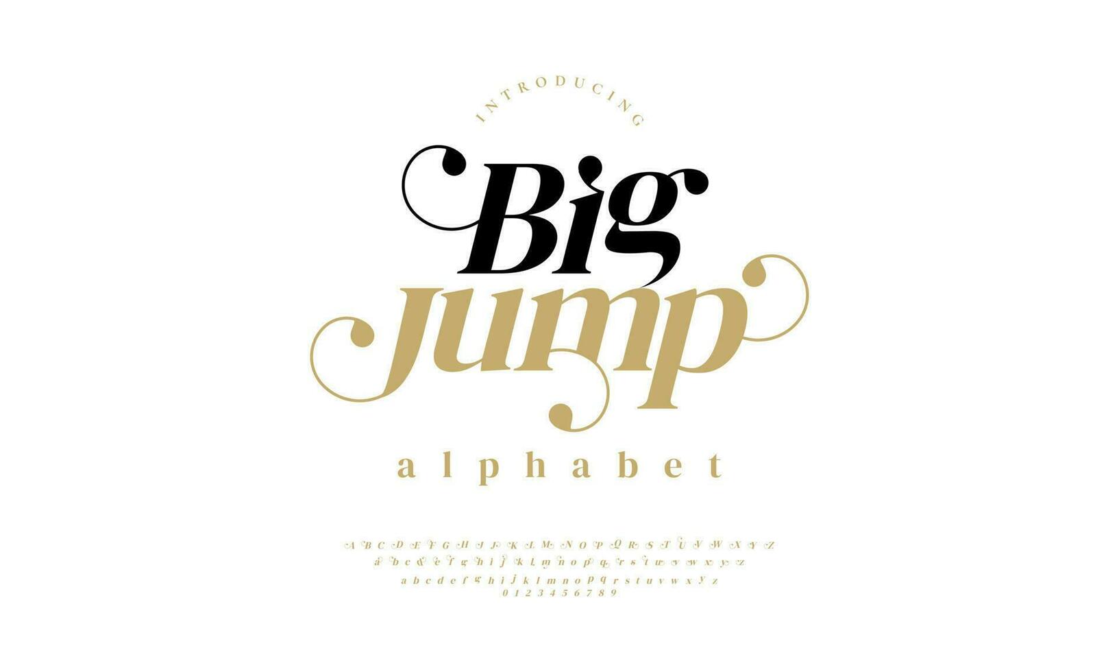 grote sprong elegant alfabet brieven doopvont en nummer. klassiek belettering minimaal mode ontwerpen. typografie modern serif fonts decoratief wijnoogst ontwerp concept. vector illustratie