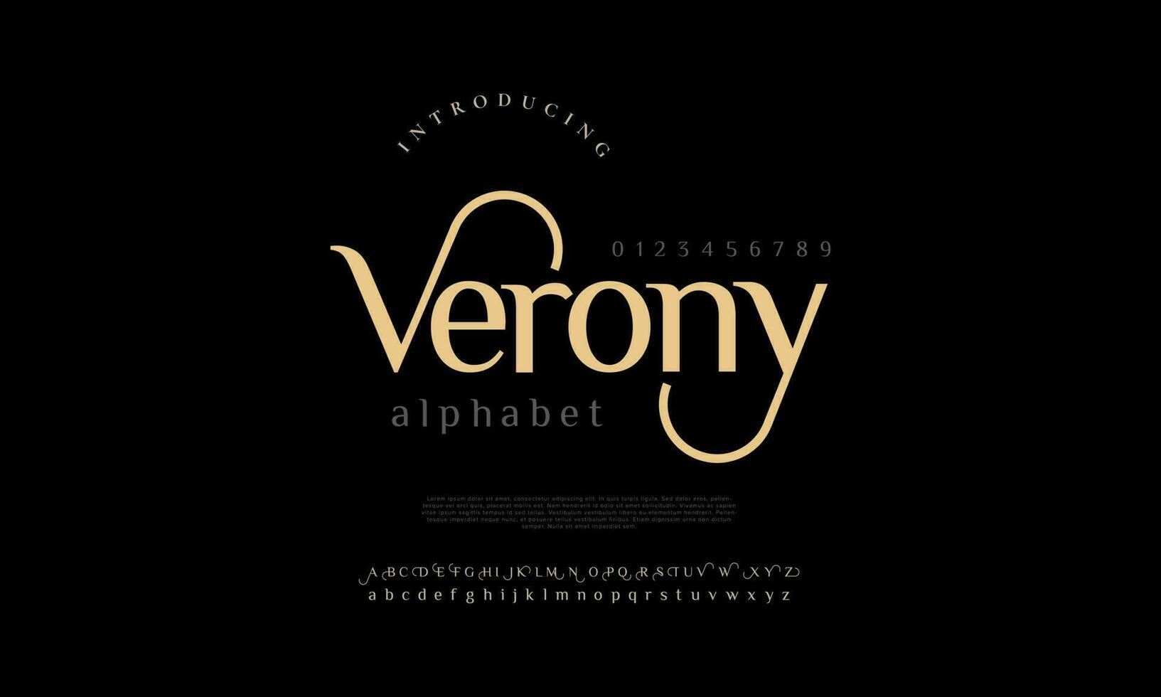 elegant Verony alfabet brieven doopvont en nummer. klassiek belettering minimaal mode ontwerpen. typografie modern serif fonts decoratief wijnoogst ontwerp concept. vector illustratie