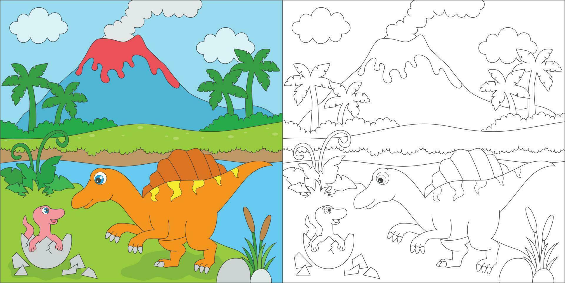 spoor en kleur spinosaurus vector