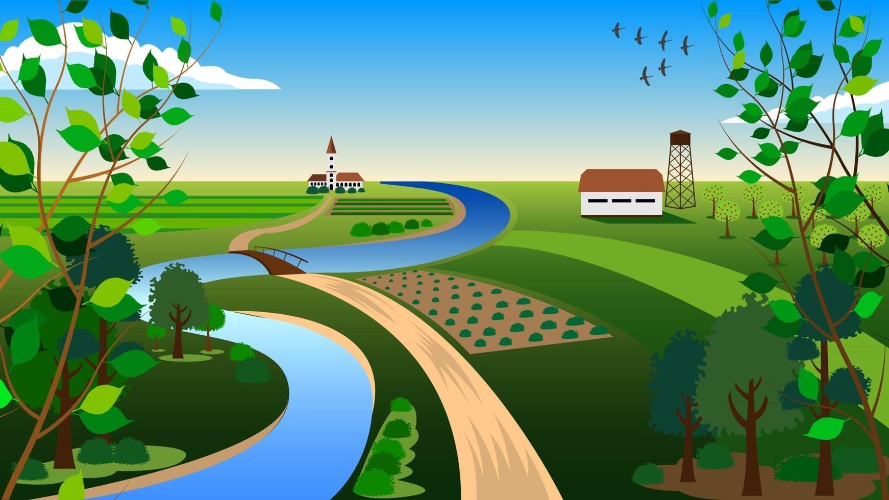 land landschap zomer cartoon vector