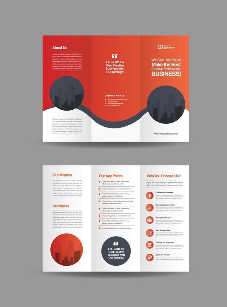 zakelijk driebladig brochureontwerp of drievoudig advertentie- of hand-outontwerp vector