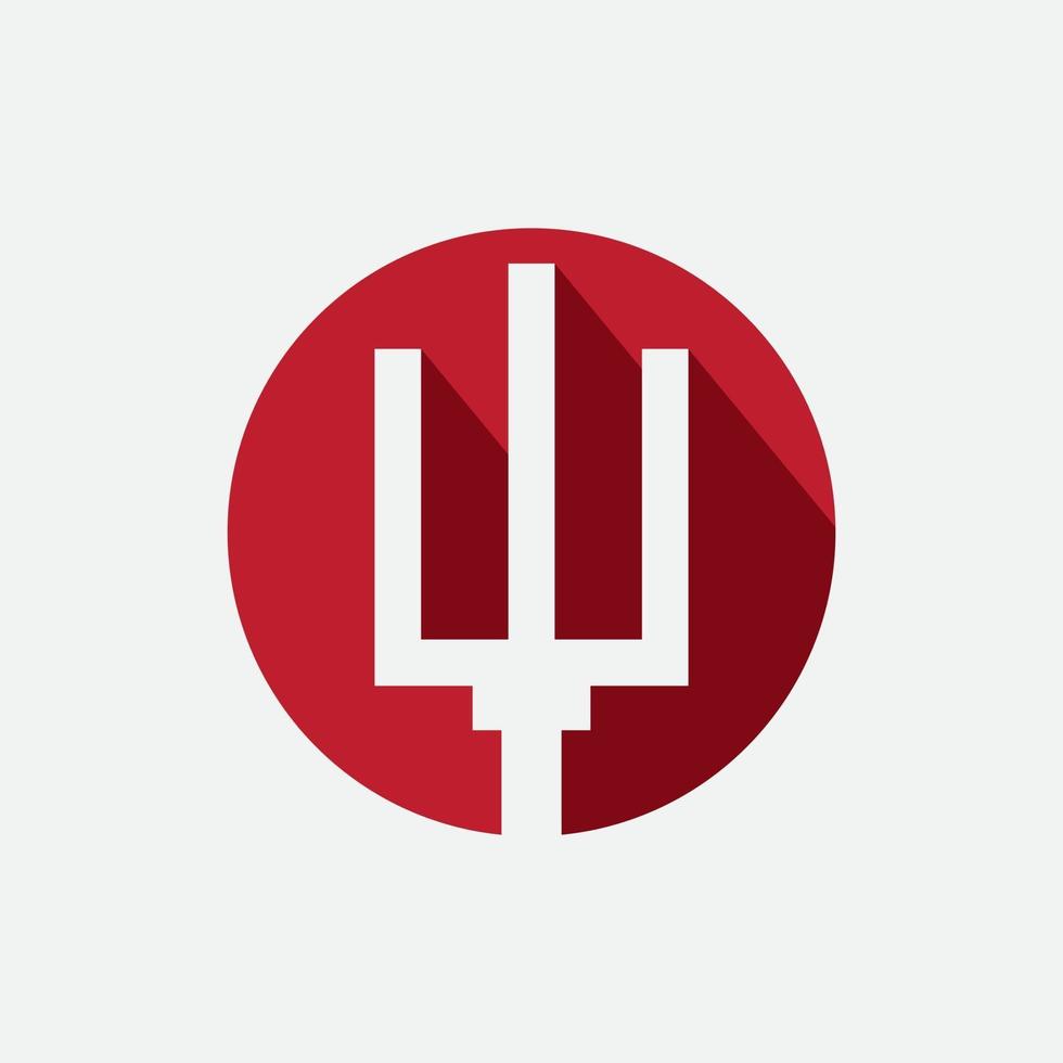 rode drietand logo pictogram ontwerpsjabloon vector