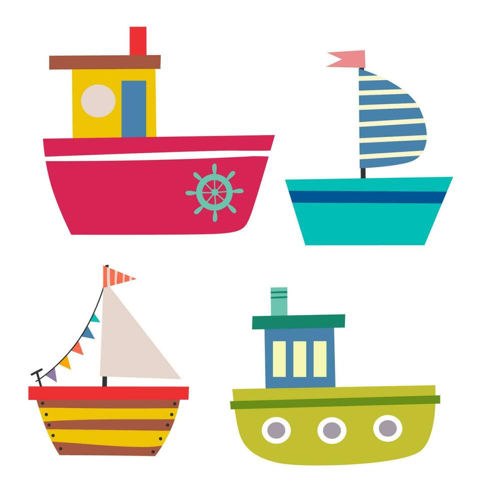 boot set, vector illustratie in schattig vlak ontwerp.