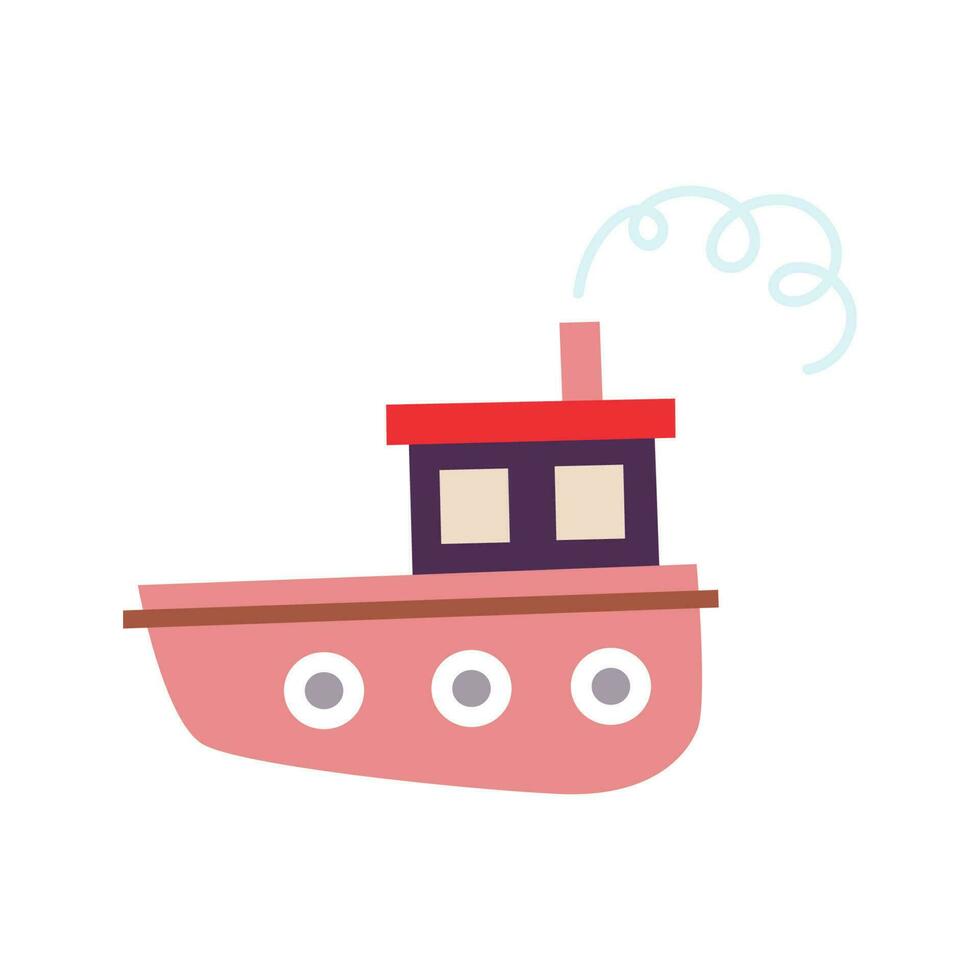 boot, vector illustratie. klein schepen in schattig vlak ontwerp.