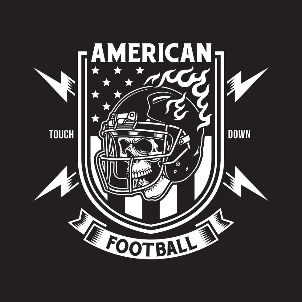 Amerikaanse voetbalschedel met helm vector