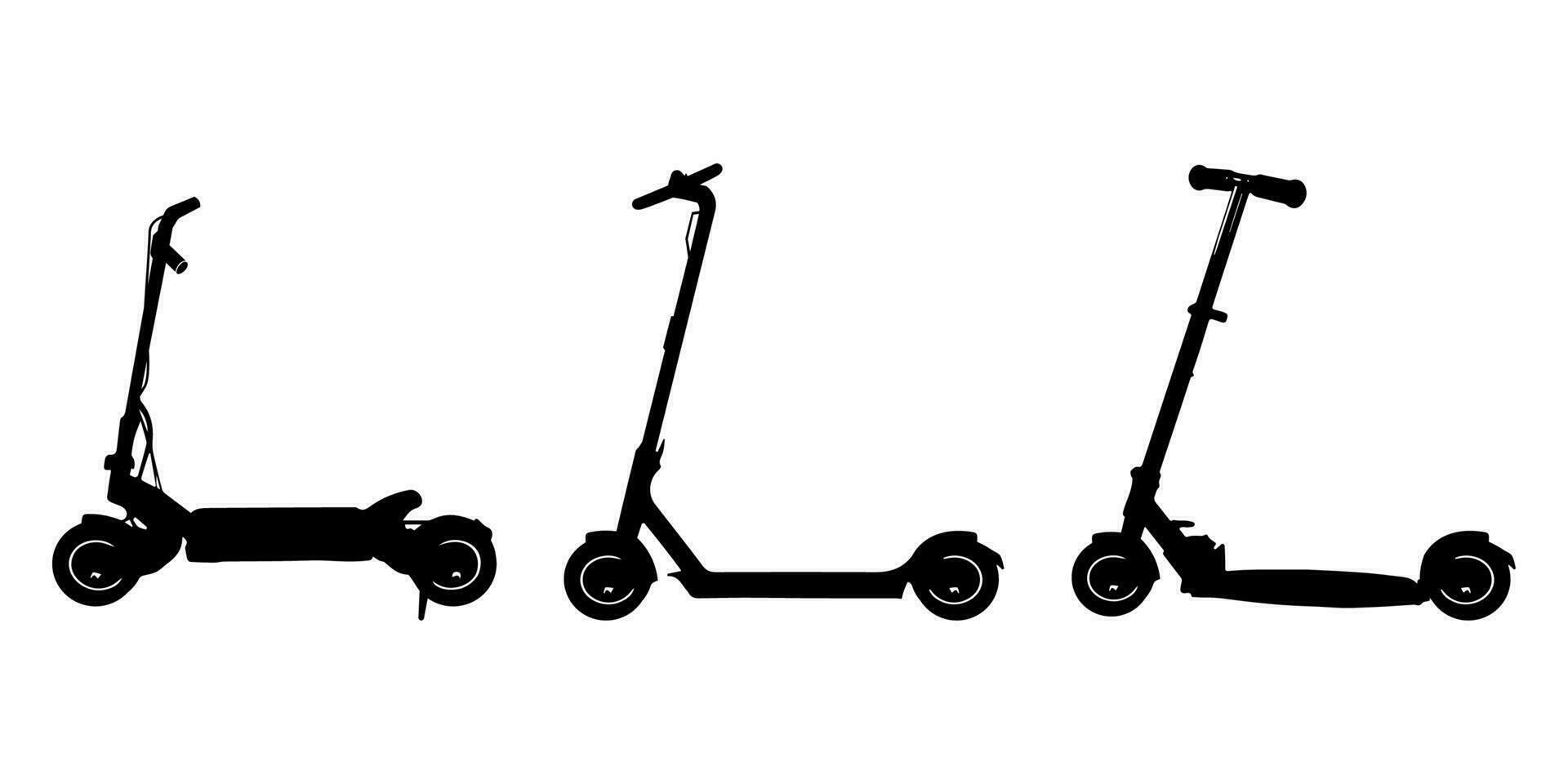 scooter verzameling met silhouet stijl vector