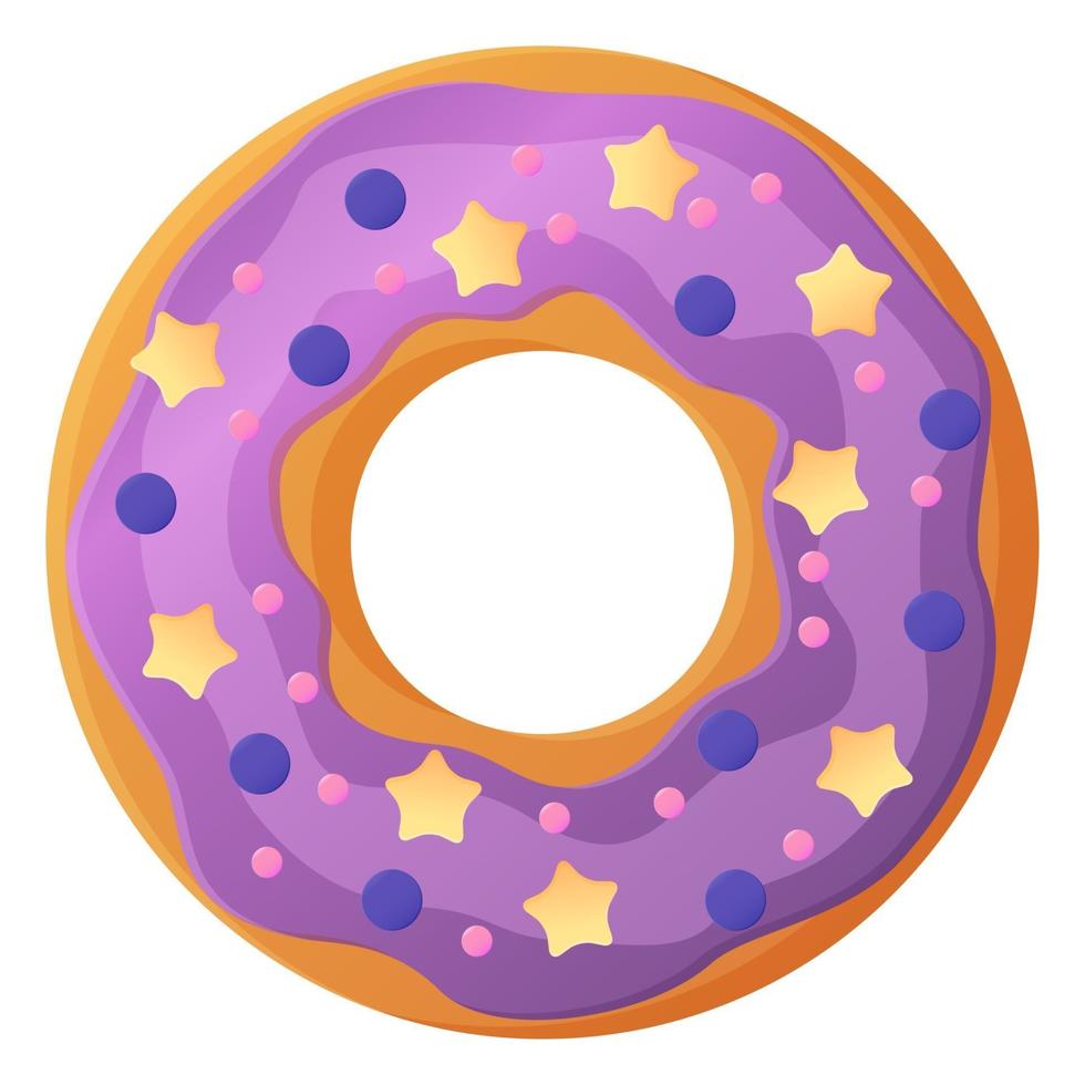 heldere donut met glazuur geen dieet dag symbool ongezond voedsel zoet fastfood suiker snack extra calorieën concept voorraad vectorillustratie geïsoleerd op een witte achtergrond in cartoon stijl vector