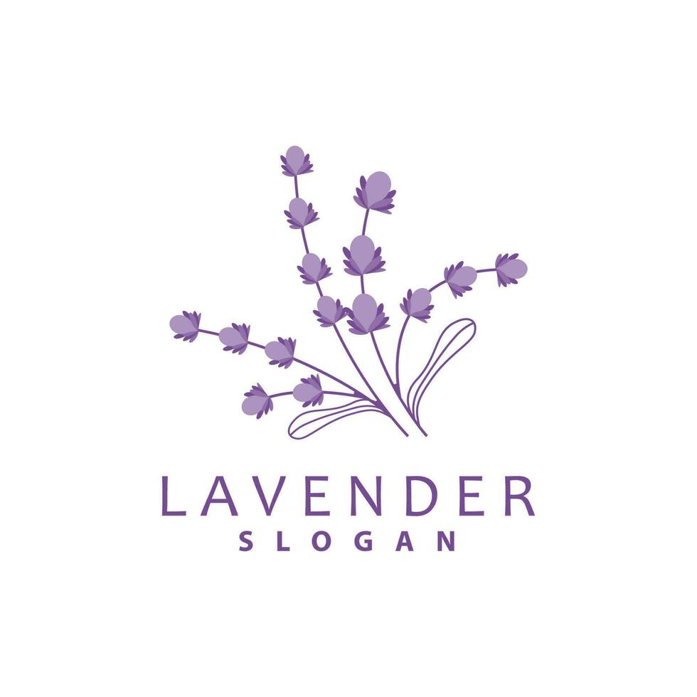 lavendel logo, gemakkelijk elegant Purper bloem fabriek vector, groet kaart ontwerp, banier, bloem ornament, lavendel hand- getrokken bruiloft, icoon symbool illustratie vector