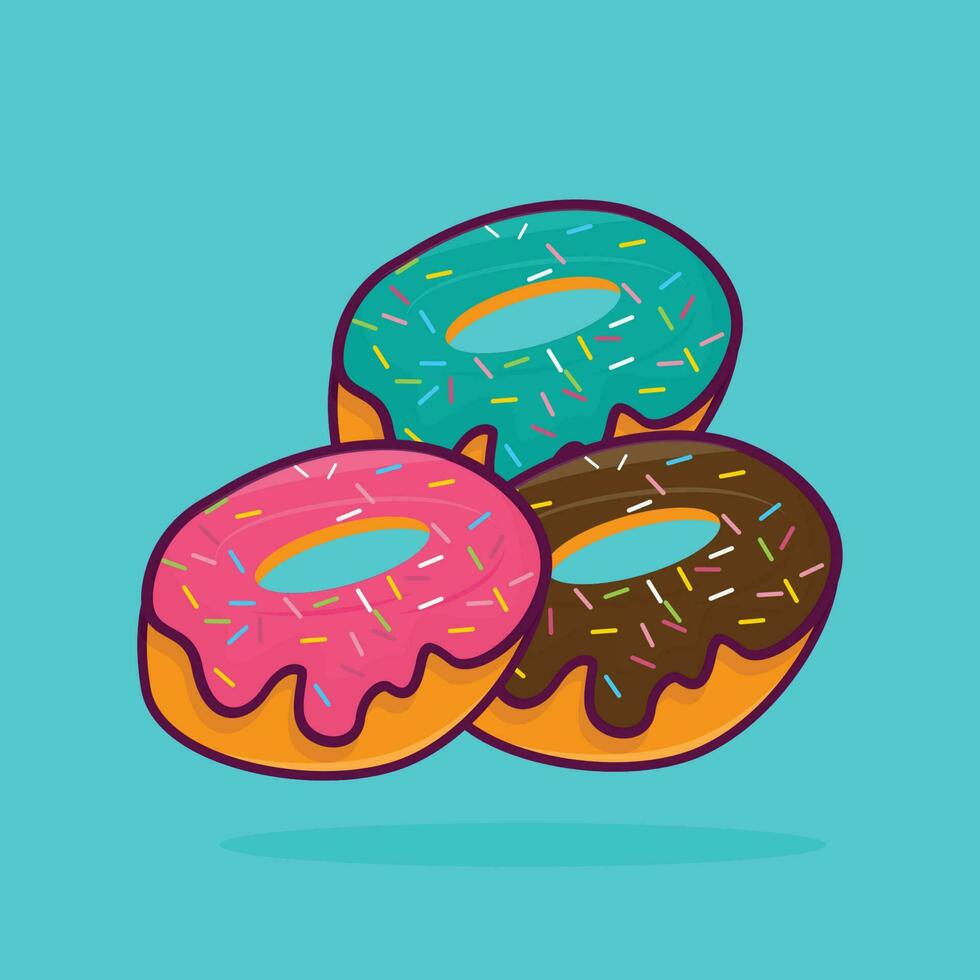 donut icoon illustratie, geïsoleerd vector, tekenfilm stijl voedsel concept, ontwerp geschikt voor web landen bladzijde, banier, sticker, achtergrond, poster vector