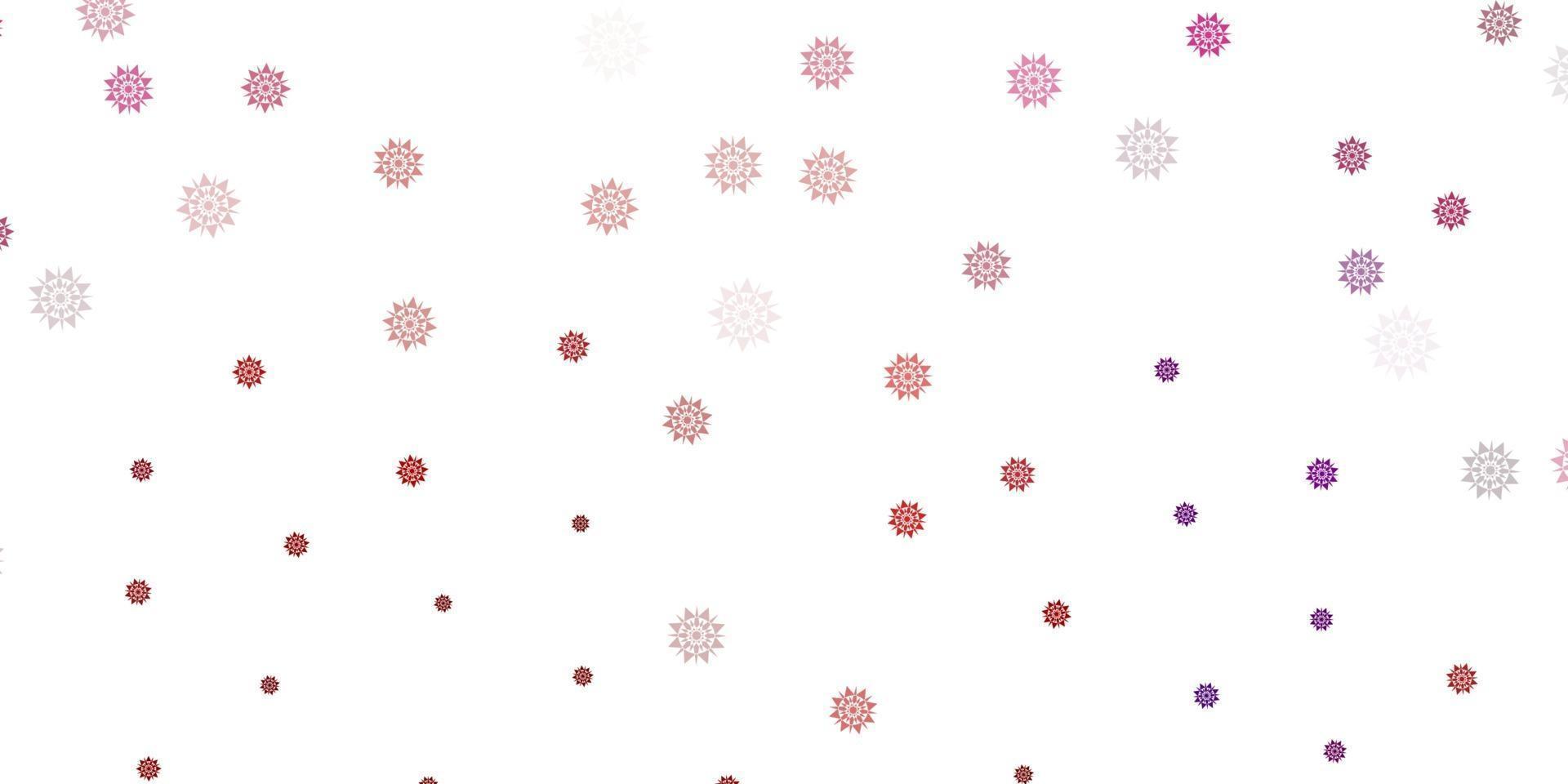 lichtroze, rode vectorlay-out met mooie sneeuwvlokken. vector