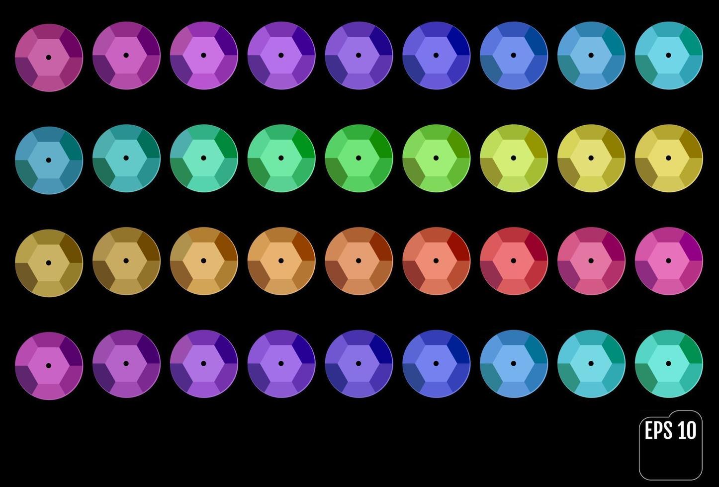 set van verschillende kleurrijke pailletten vector