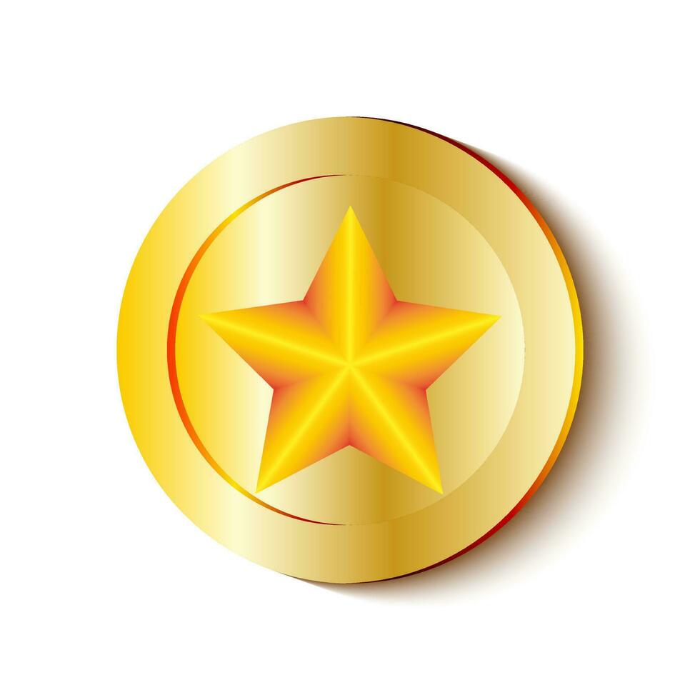 3d super ster munt schijnend gouden geel kleur vector