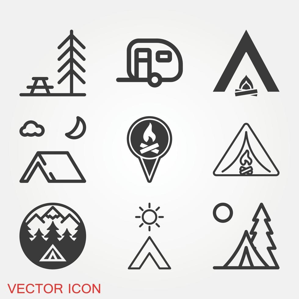 camping pictogrammen instellen vector