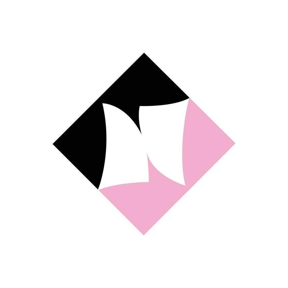 brief n roze zwart logo vector