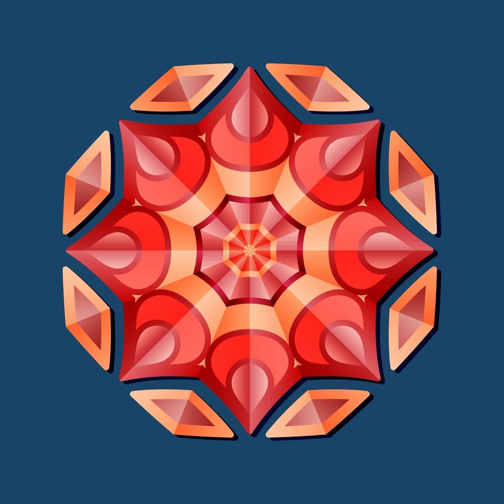 dit is een rode samengestelde geometrische veelhoekige mandala met een oosters bloemenpatroon vector