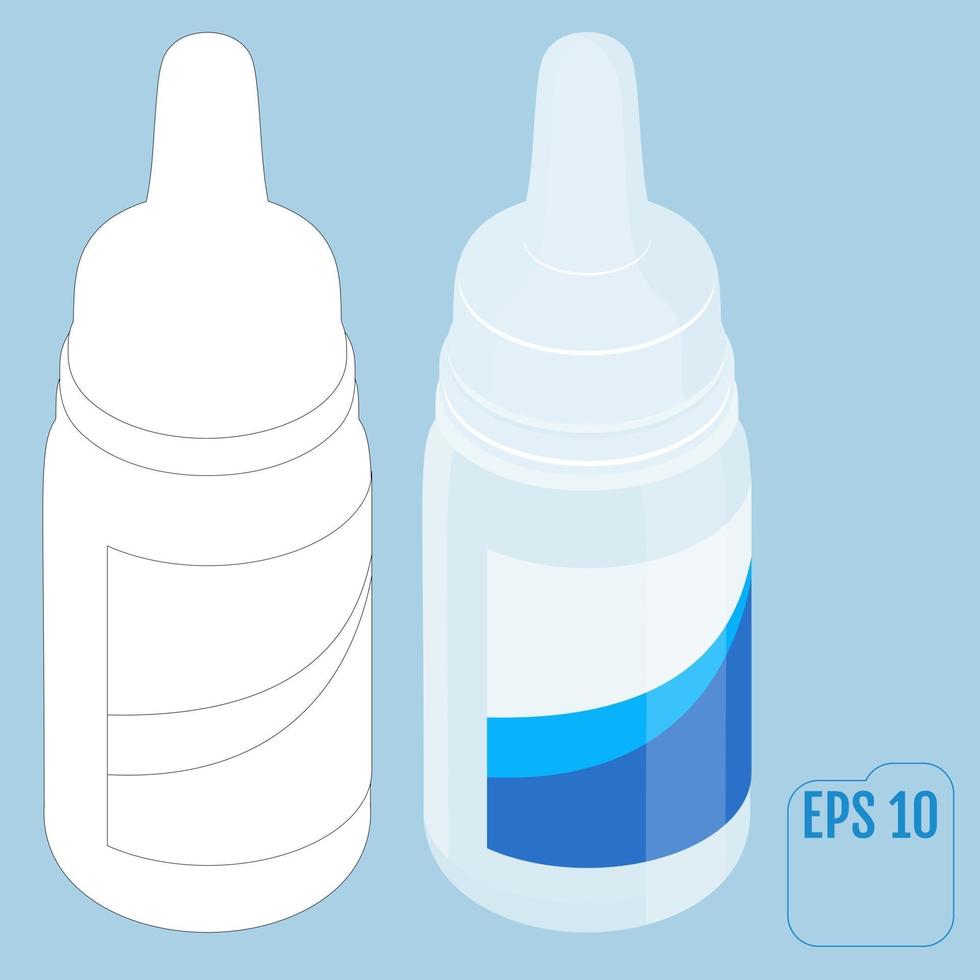 isometrische fles neusspray of oogdruppels vector