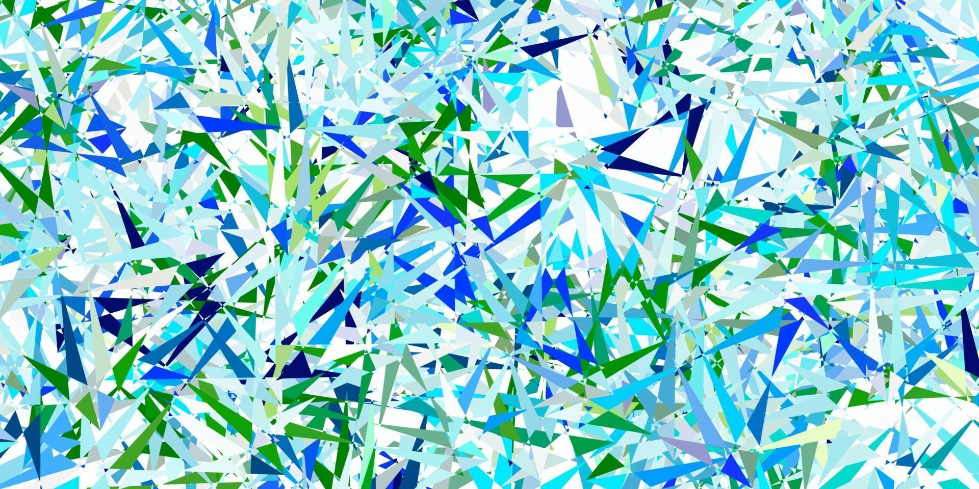 lichtblauwe, groene vectortextuur met willekeurige driehoeken. vector