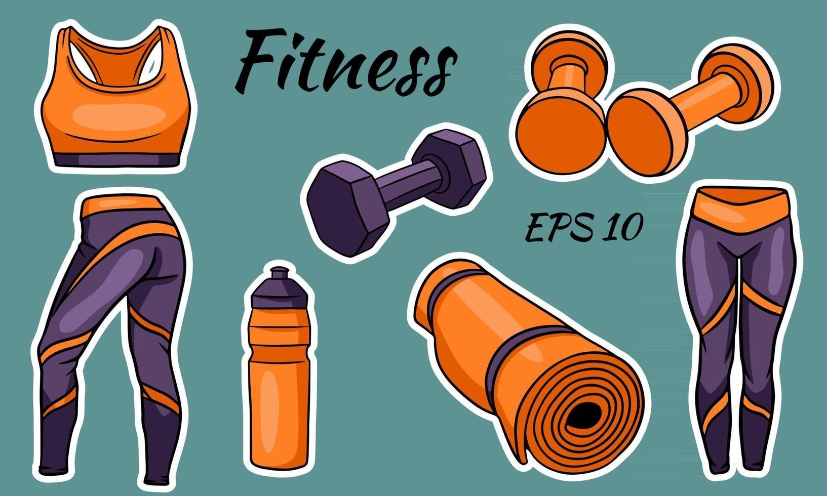 fitness set kleding halters en een mat voor sport en yoga vector