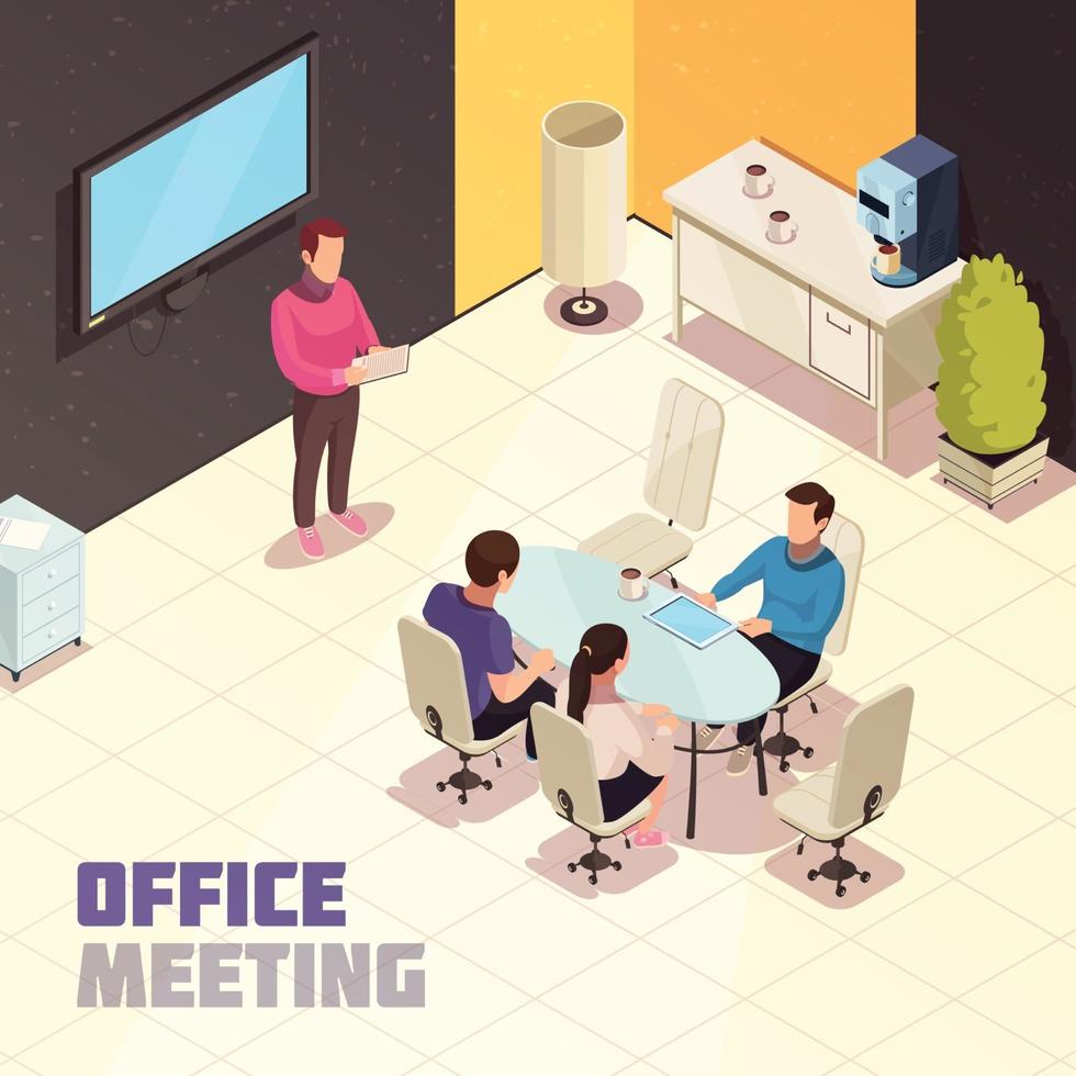 kantoor vergadering isometrische poster vector