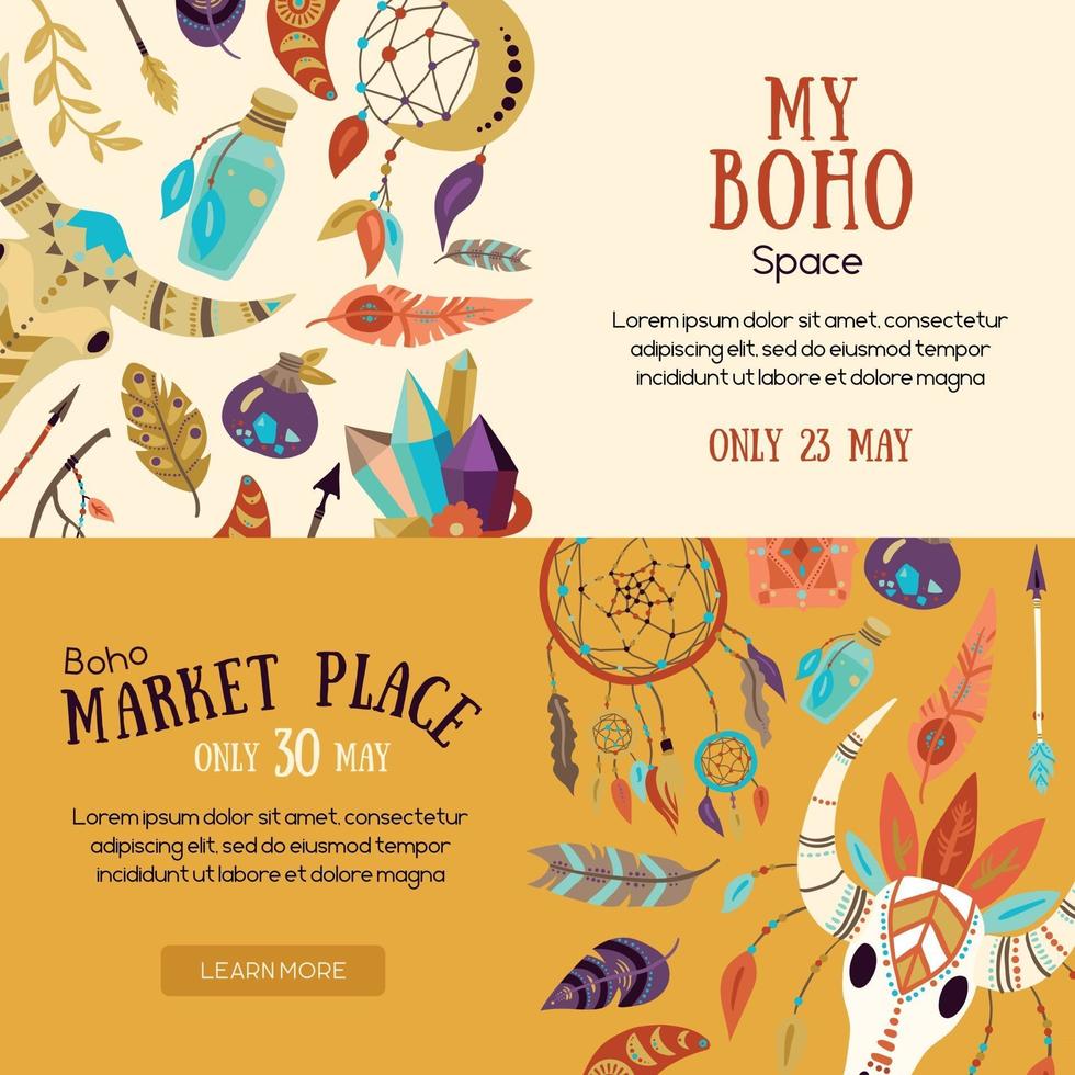 boho markt banners vector illustratie