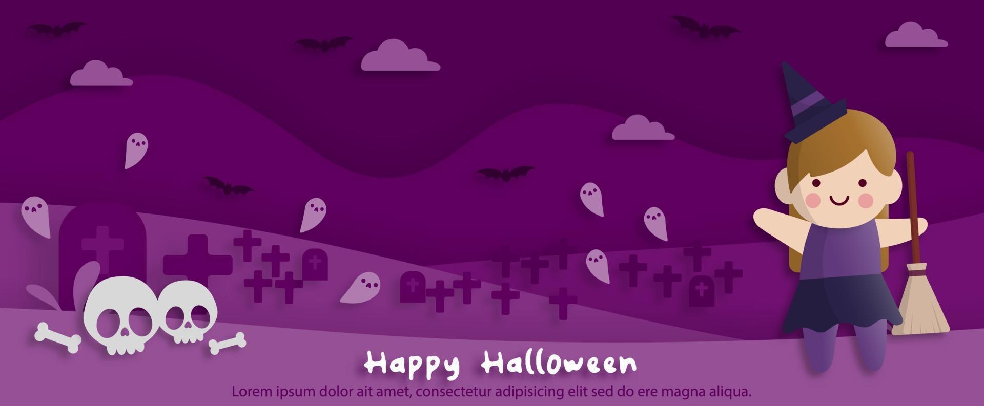 happy halloween-feest in papieren kunststijl vector