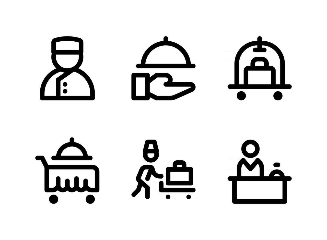 eenvoudige set van hotelservice gerelateerde vector lijn iconen
