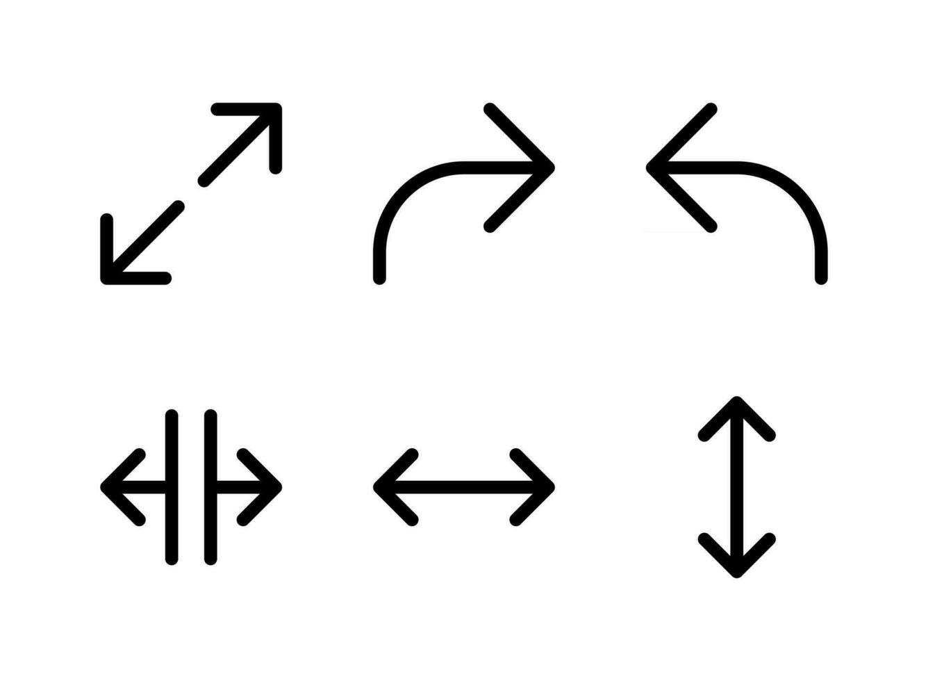 eenvoudige set van pijlen gerelateerde vector lijn iconen