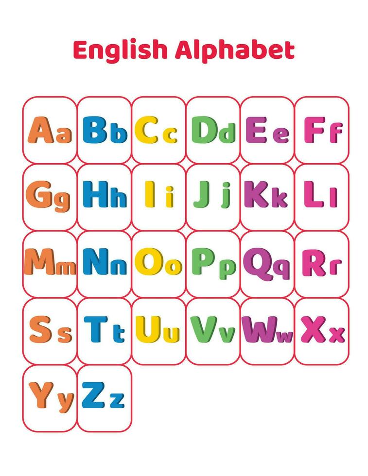 3d Engels alfabet tabel vector