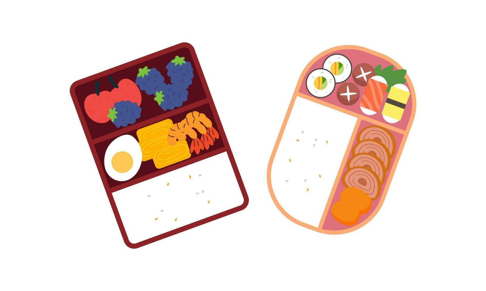 bento doos logo. Japans lunch doos. divers traditioneel Aziatisch voedsel tekenfilm stijl vector