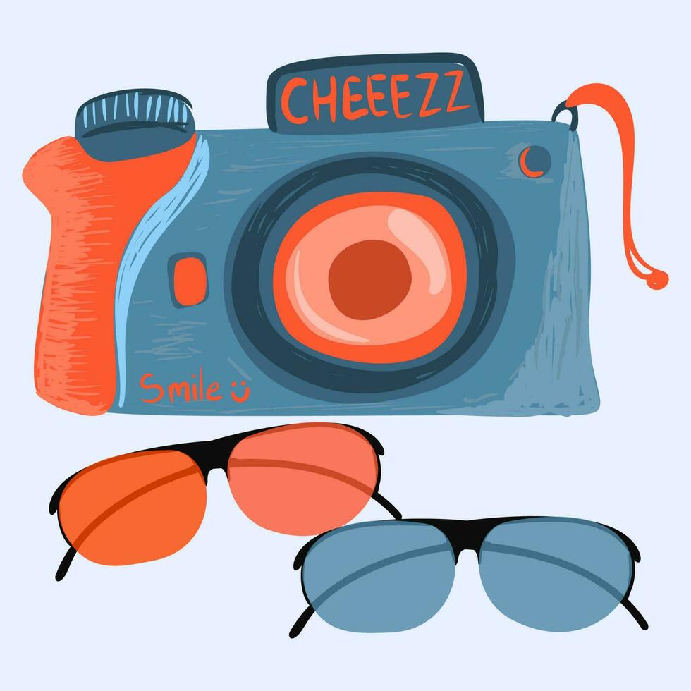 vector retro hand- getrokken hipster foto camera geïsoleerd Aan wit achtergrond. wijnoogst hand- getrokken retro camera illustratie voor t shirt, poster, en kaart ontwerpen