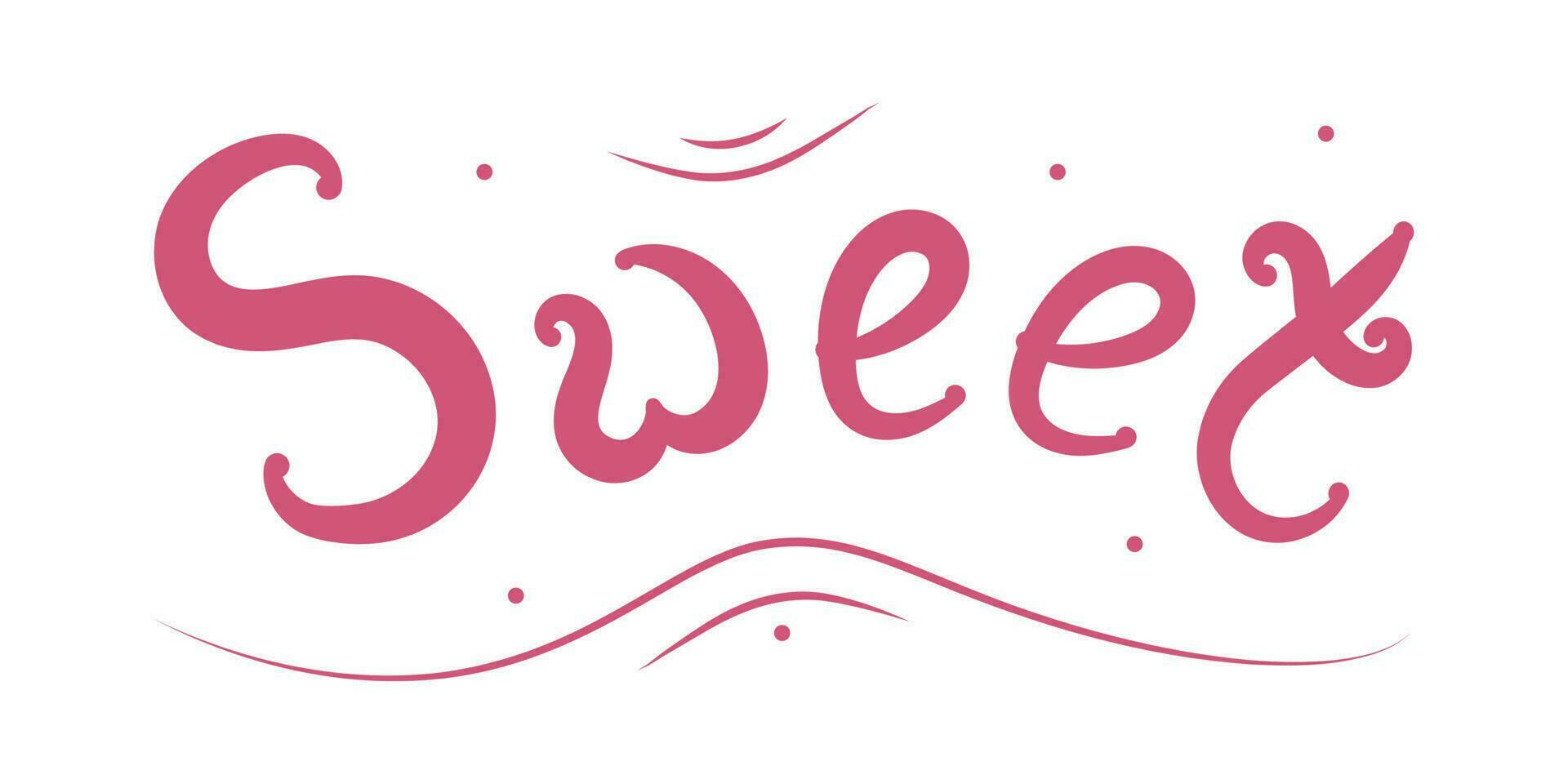 geïsoleerd tekening zoet opschrift roze. schets vector illustratie. icoon snoepgoed concept.