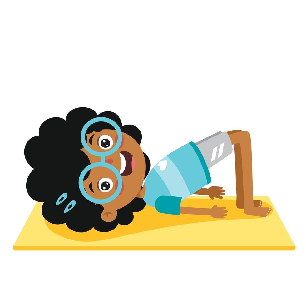 grappige jongen in yoga pose vector