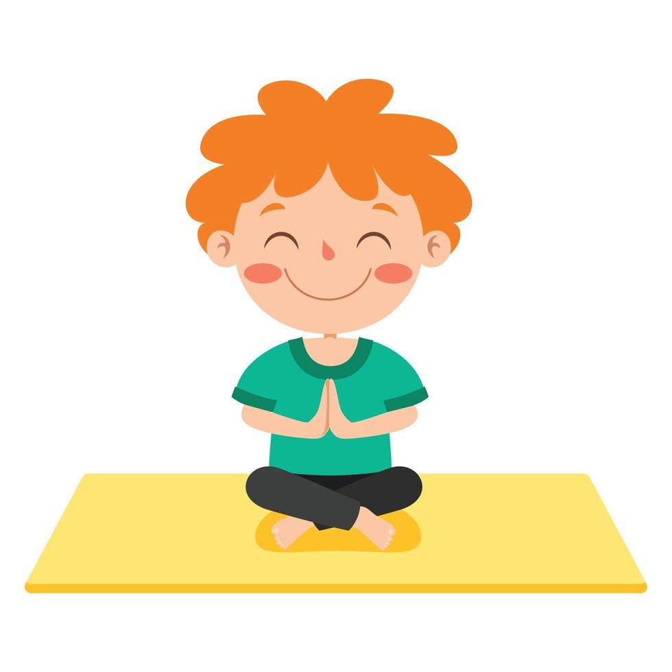 grappige jongen in yoga pose vector