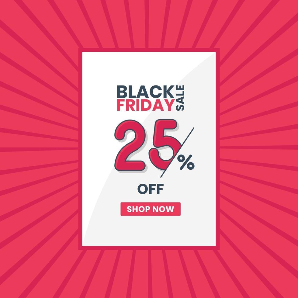 Black Friday-verkoopbanner 25 procent korting Black Friday-promotie 25 procent kortingsaanbieding vector