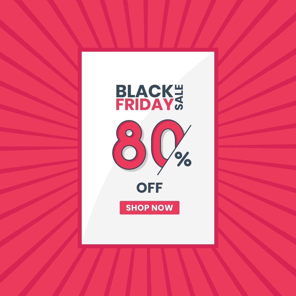 Black Friday-verkoopbanner 80 procent korting Black Friday-promotie 80 procent kortingsaanbieding vector