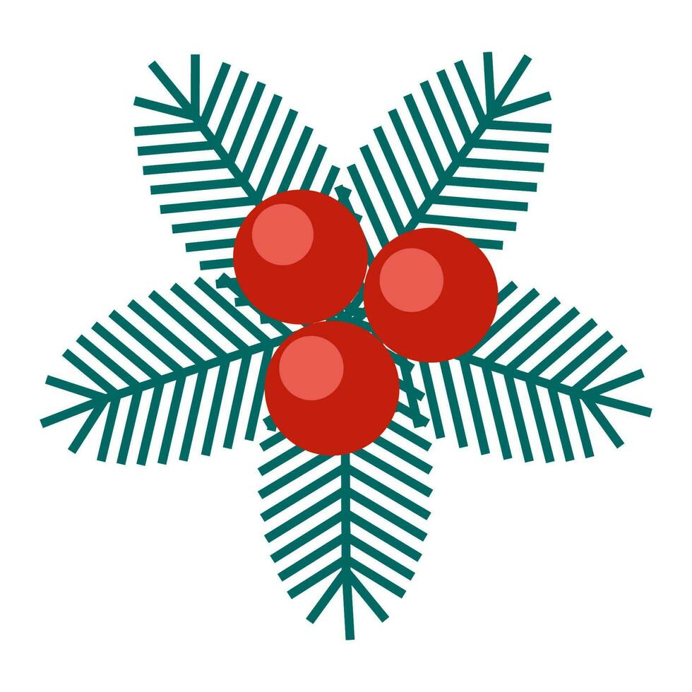 groen Afdeling van een net met naalden en rood bessen gemakkelijk minimalistisch. bloemen verzameling van elegant planten voor seizoensgebonden decoratie. gestileerde pictogrammen van plantkunde. voorraad vector illustratie