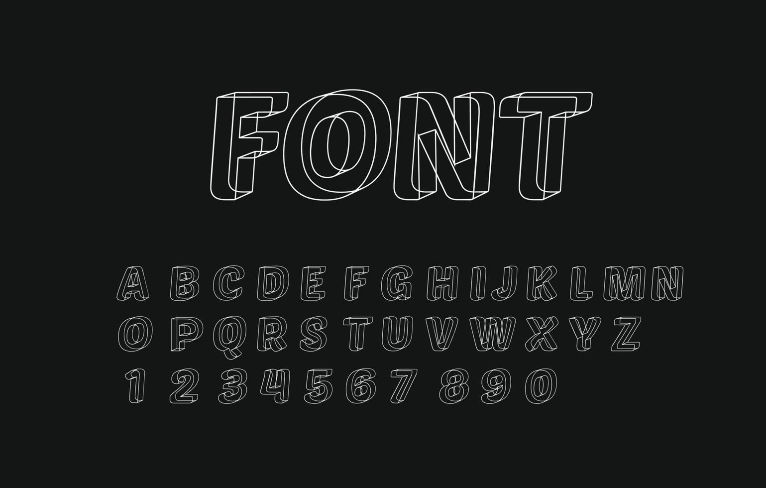 3D geometrische alfabet lettertype letters cijfers en symbolen vector