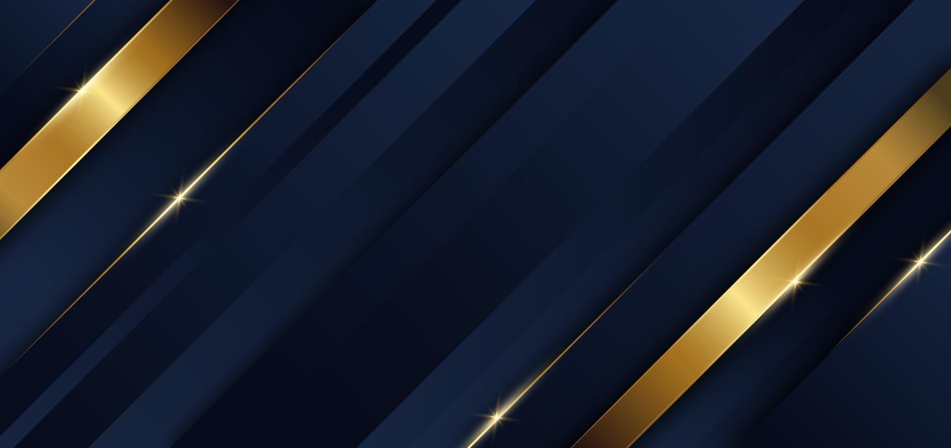 abstracte sjabloon blauwe geometrische diagonale achtergrond met gouden lijn luxe stijl vector