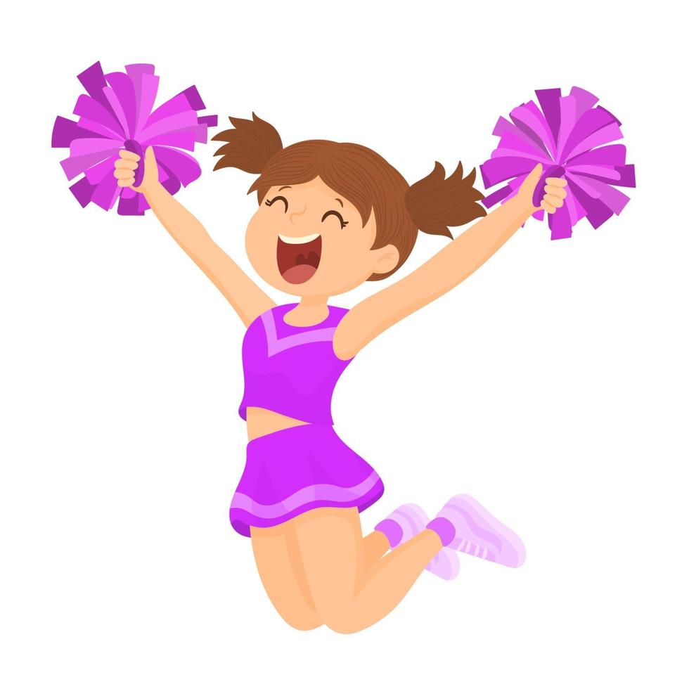 cheerleader meisje met pom poms in handen vector