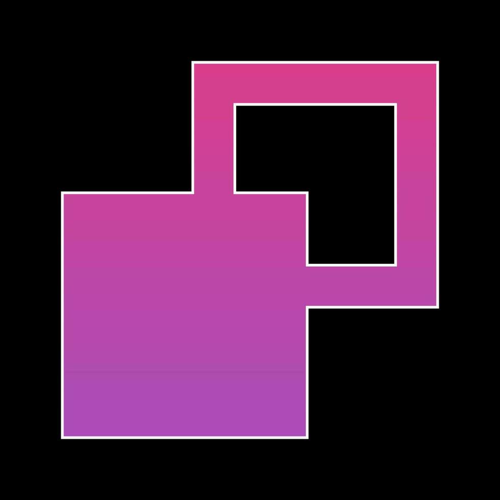 roze en Purper helling plein logo met wit schets. vector illustratie.
