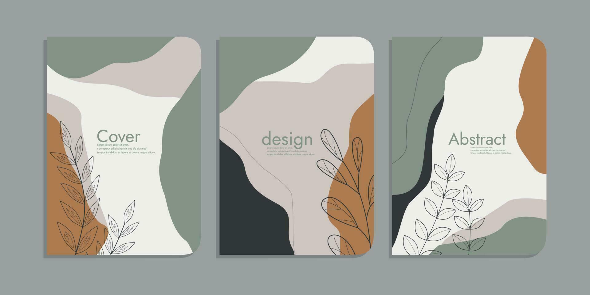 esthetisch boek Hoes mockup lay-out ontwerp met bloemen decoratie. vector illustratie. abstract vorm poster set. klodder en lijn botanisch elementen. a4 grootte voor modieus natuurlijk dekt, notebooks