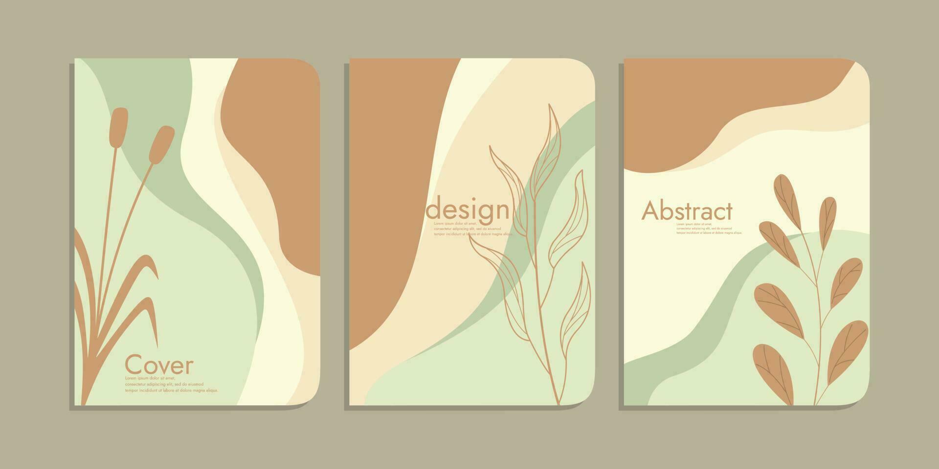 natuur Hoes ontwerp vector set. bloemen boek Hoes ontwerp, abstract kunst ontwerp met gebladerte achtergrond. kan worden gebruikt voor notitieboekjes, catalogi, affiches, muur kunst, tijdschriften, brochures, banners