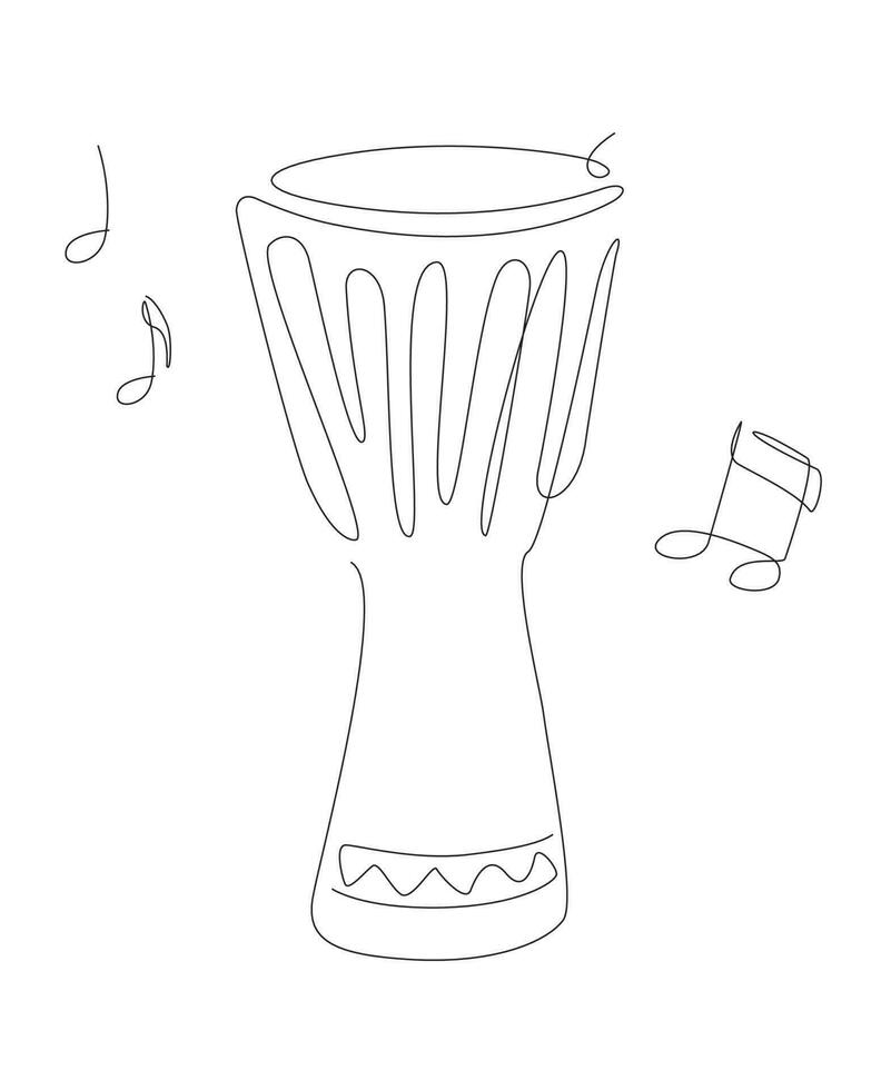 lijn kunst bongo illustratie met notities. muziek- instrument lineair. drums en percussie logo pictogrammen vector ontwerp.