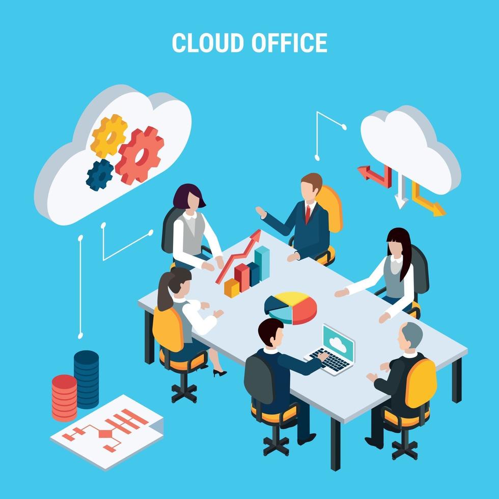 cloud office isometrische poster vectorillustratie vector