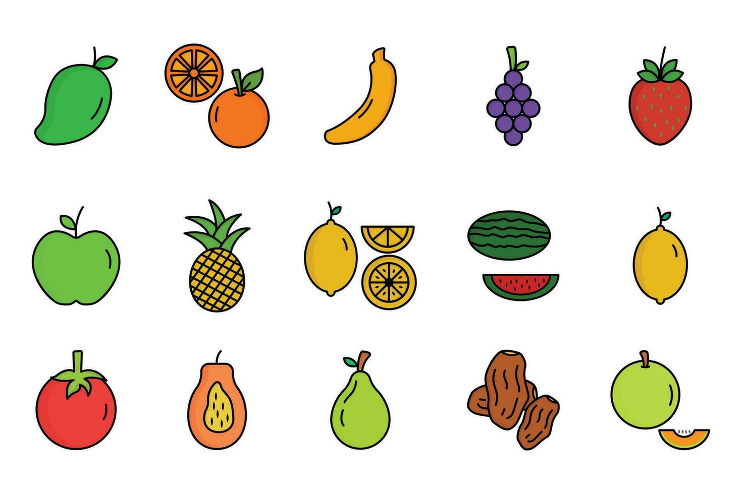 gemakkelijk reeks van fruit icoon. vlak lijn icoon stijl. bevat zo pictogrammen net zo aardbei, oranje, watermeloen en meer. gemakkelijk vector ontwerp bewerkbare