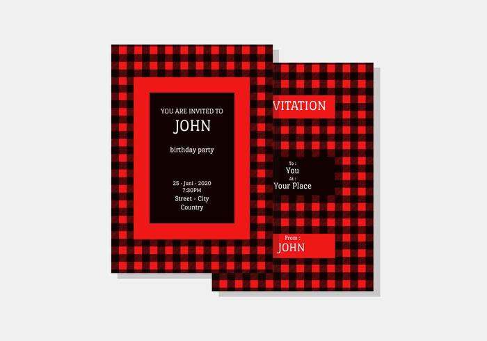 Buffalo Plaid uitnodiging Vector sjabloon