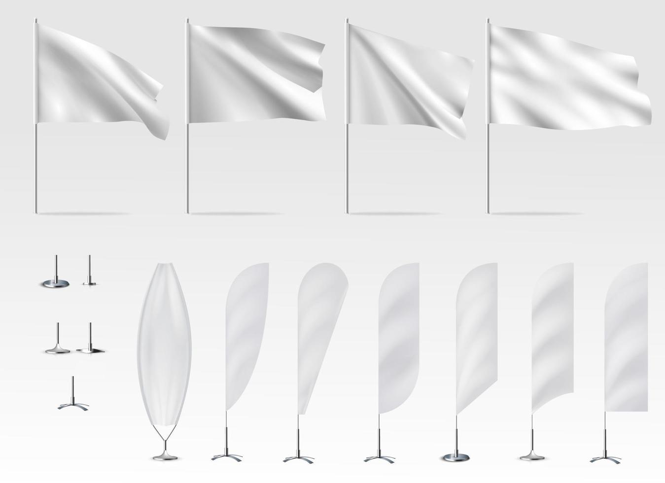 mockups van witte vlaggen banner vlaggen vector