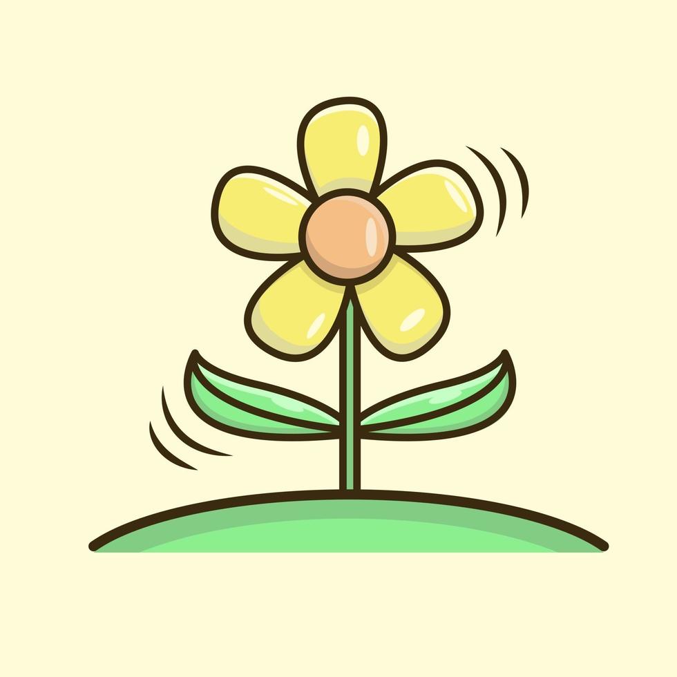 mooie bloem met vijf bloemblaadjes en groene illustratie vector