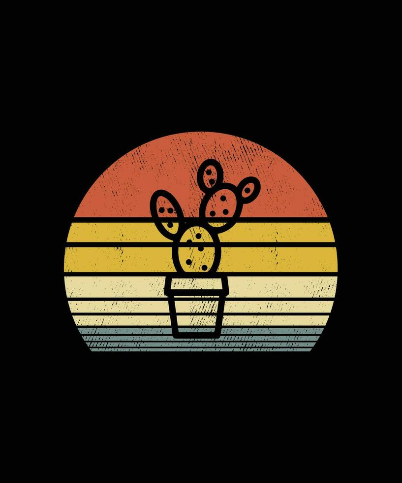 retro wijnoogst stijl cactus t-shirt ontwerp vector