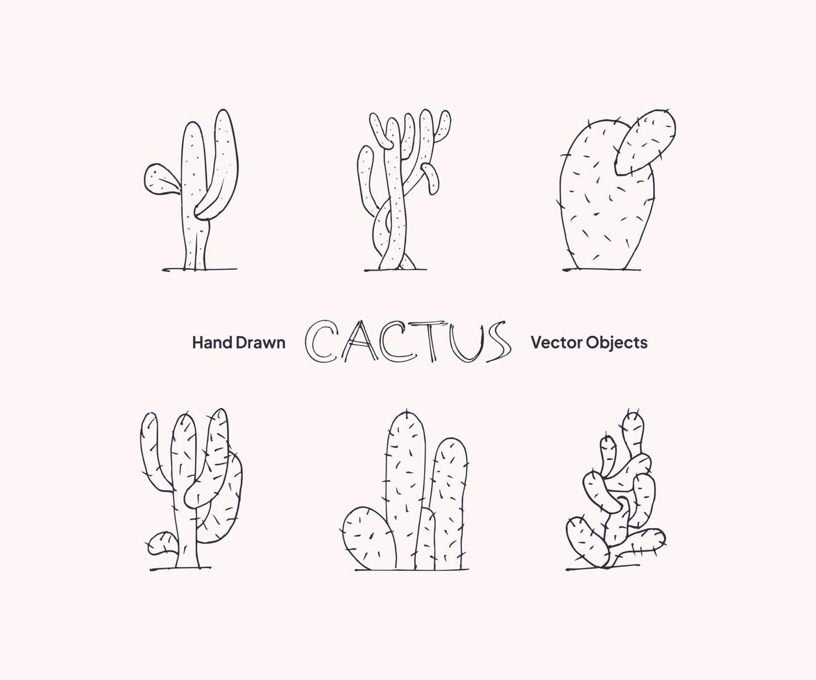 cactus hand getekend vectorobjecten vector